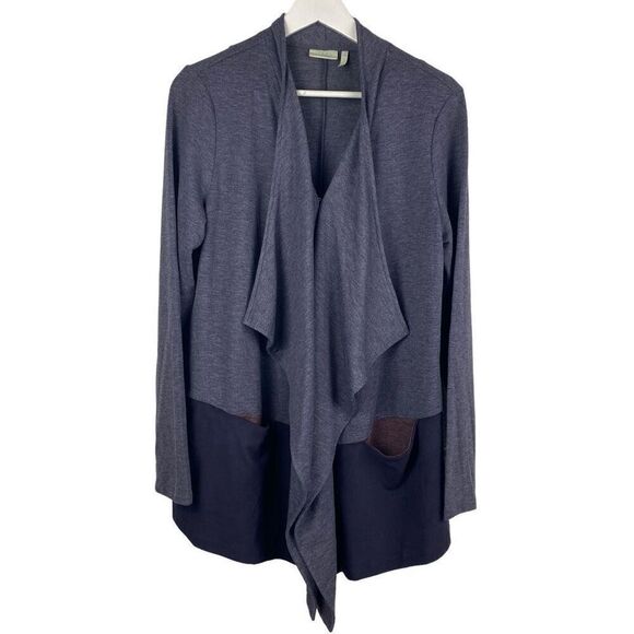 LOGO Lounge by Lori Goldstein French Terry Cardigan with Faux Suede Hem size Med - Picture 2 of 8